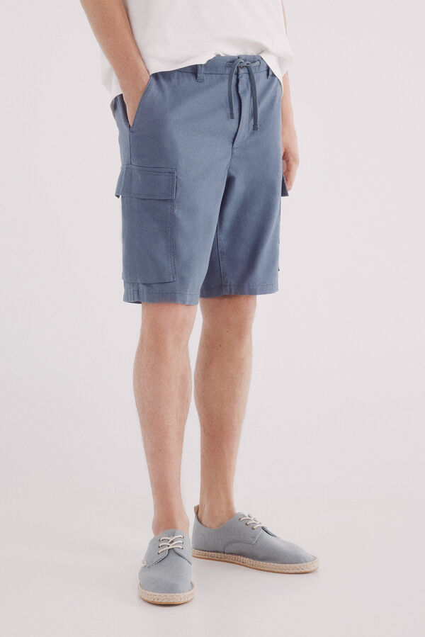 Springfield Bermudas lino cargo comfort fit azul