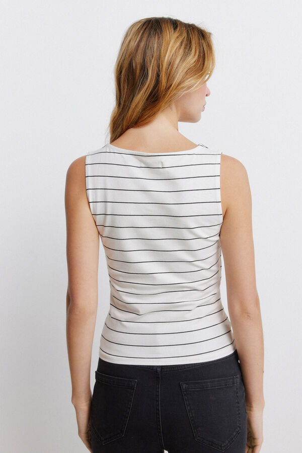 Springfield Top sin mangas cuello redondo de algod&oacute;n beige