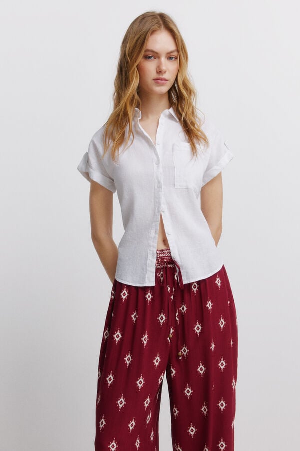 Springfield Pantal&oacute;n estampado r&uacute;stico con cord&oacute;n p&uacute;rpura