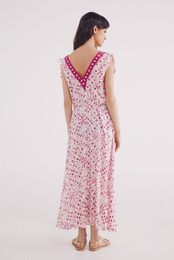 Springfield Vestido midi cenefa central estampado café