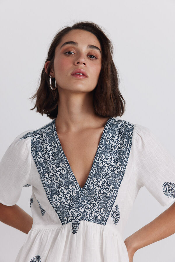 Springfield Vestido estampado cenefa azul