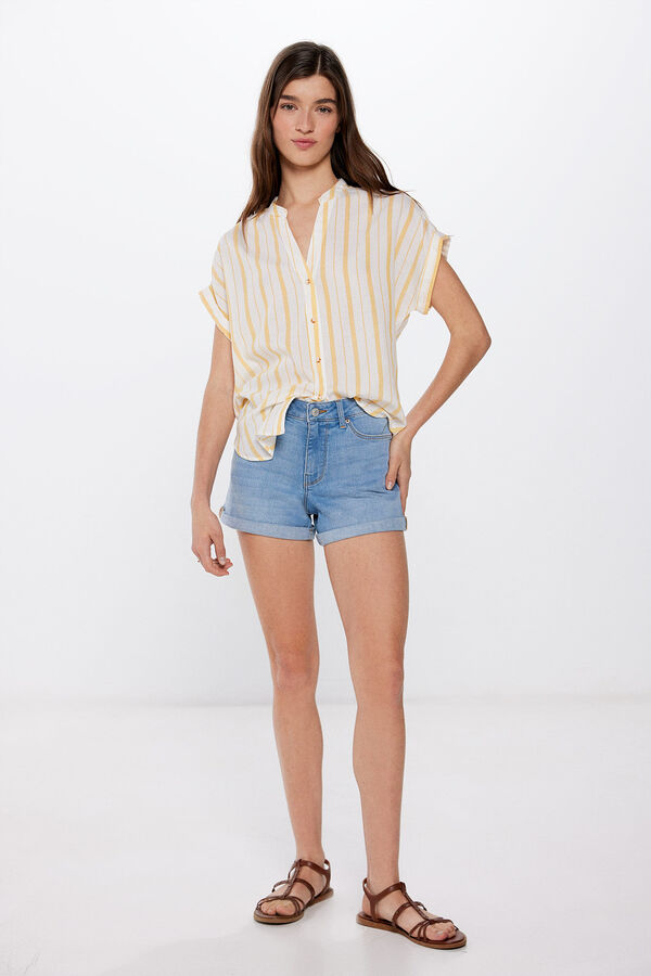 Springfield Blusa básica cuello mao algodón  amarillo