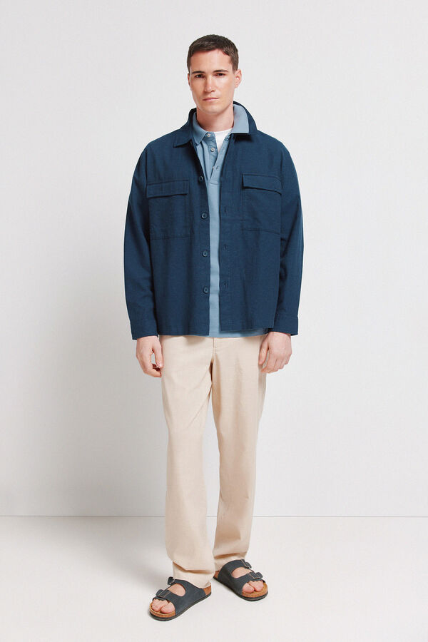 Springfield Sobrecamisa de lino azul