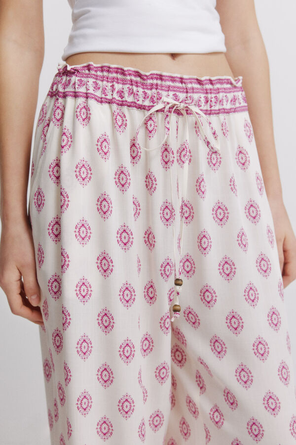 Springfield Pantal&oacute;n estampado r&uacute;stico con cord&oacute;n beige