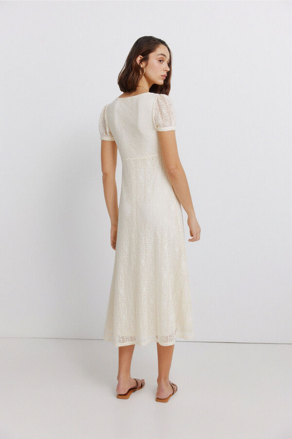 Springfield Vestido midi de crochet beige