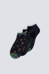 Springfield Pack de 3 calcetines tobilleros con palmeras azul