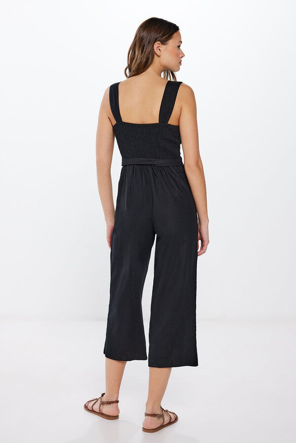 Springfield Jumpsuit negro tirantes lino negro