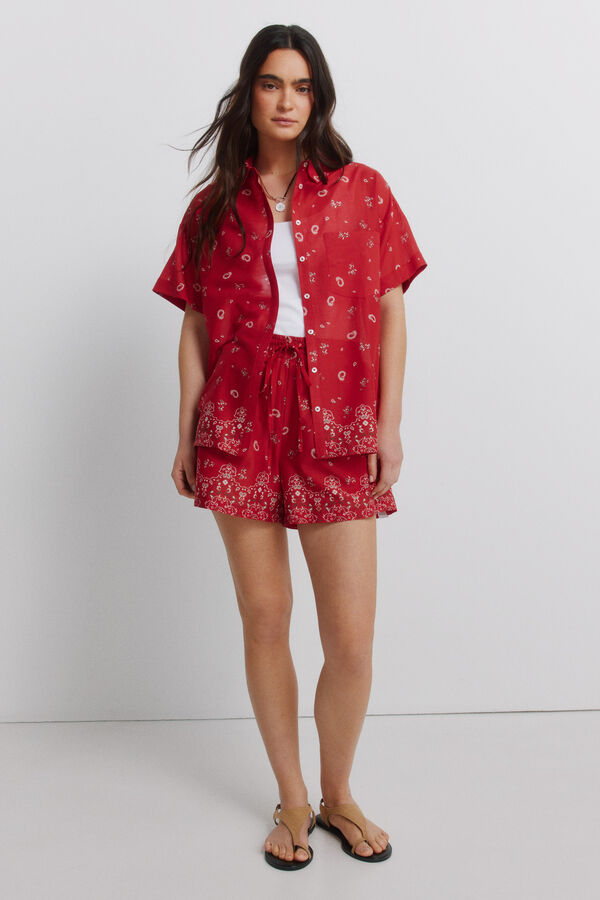 Springfield Short de algod&oacute;n estampado rojo