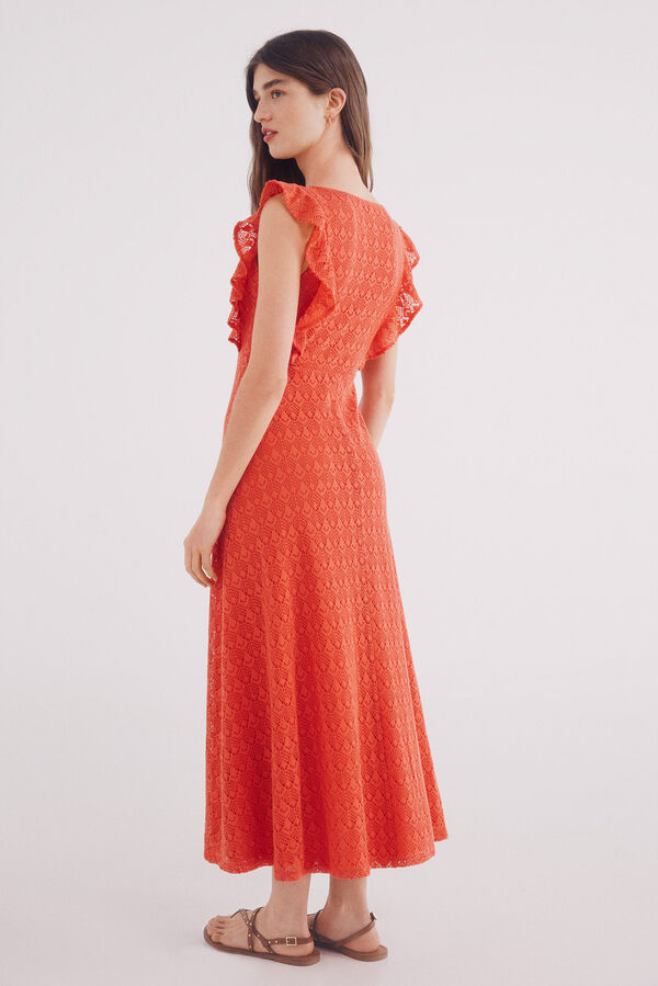 Springfield Vestido midi estructura crochet coral