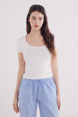 Springfield Playera escote redondo canalé estampado