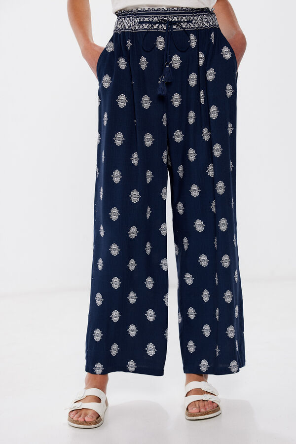 Springfield Pantalones palazzo viscosa rústica navy