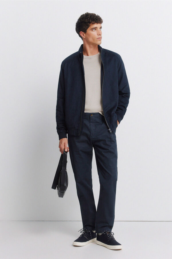 Springfield Pantal&oacute;n chino microestampado slim fit azul mezcla