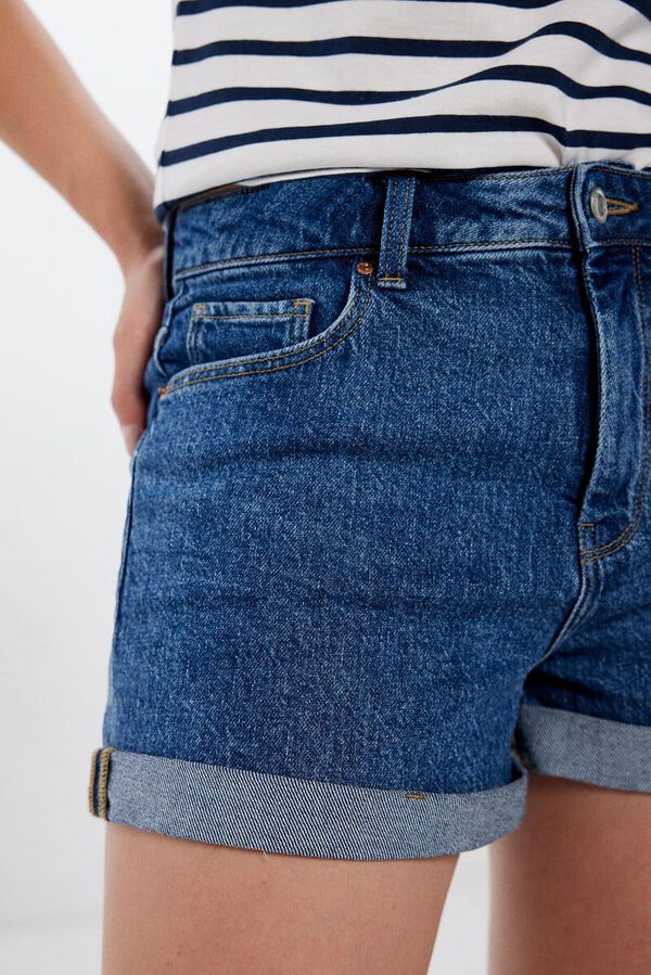 Springfield Short denim mom azul medio