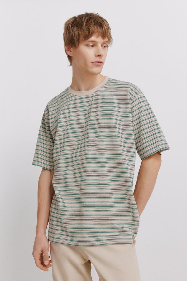 Springfield Playera de pique a rayas" caf&eacute;