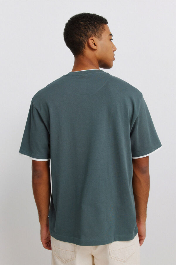 Springfield Playera cuello doble turquesa
