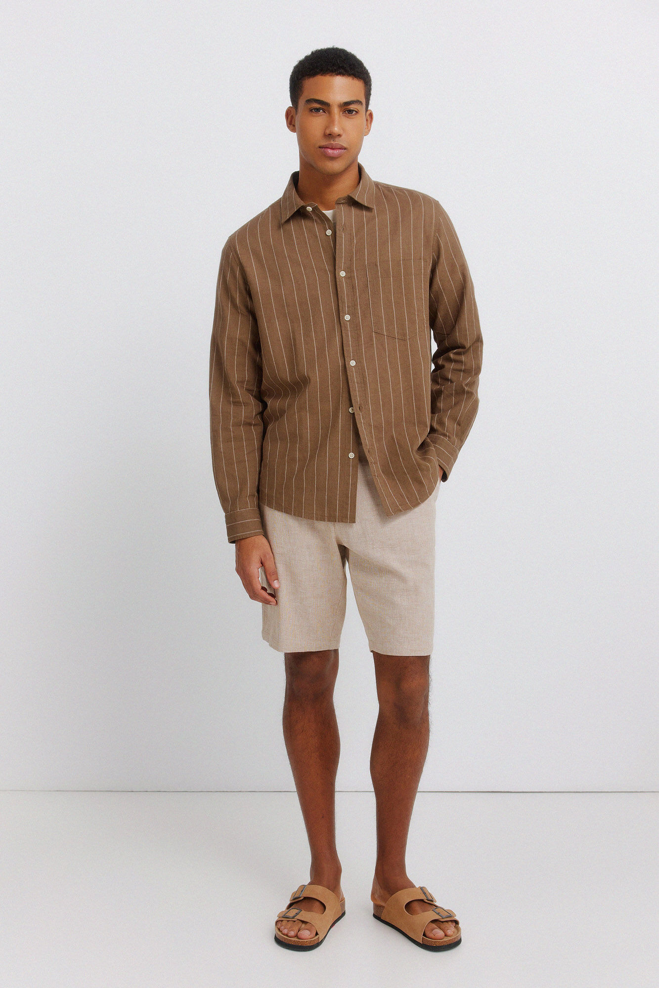 Springfield Bermudas dobby comfort fit de lino