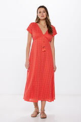 Springfield Vestido midi túnica crochet naranja
