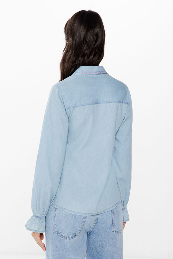 Springfield Blusa jean mini volantes azul medio