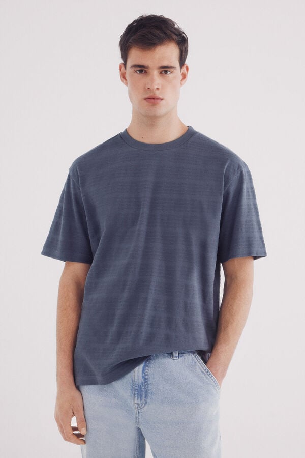Springfield Playera raya piqué azul indigo