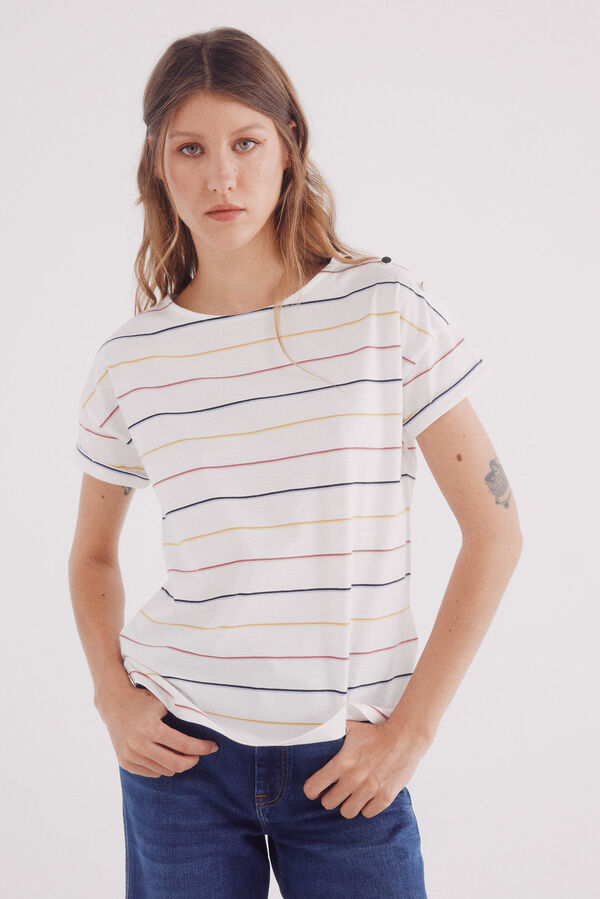 Springfield Playera manga vuelta botones hombro beige