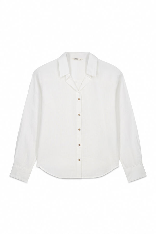 Springfield Camisa de lino semiabierta beige