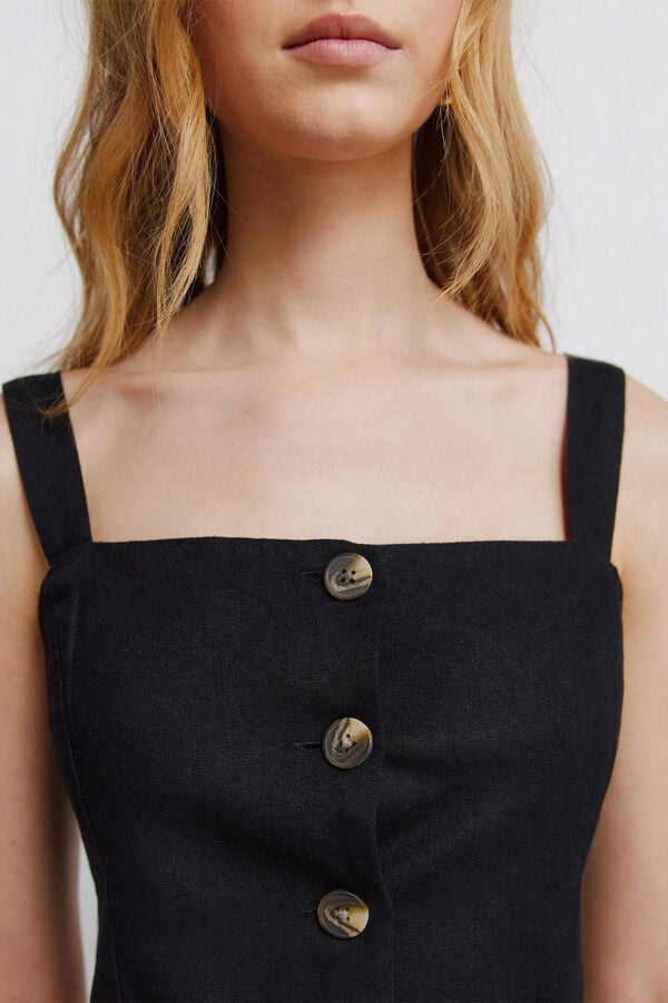 Springfield Top chaleco de lino negro negro