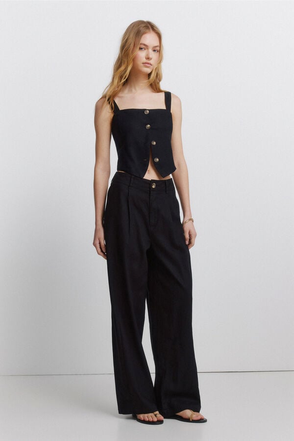 Springfield Top chaleco de lino negro negro