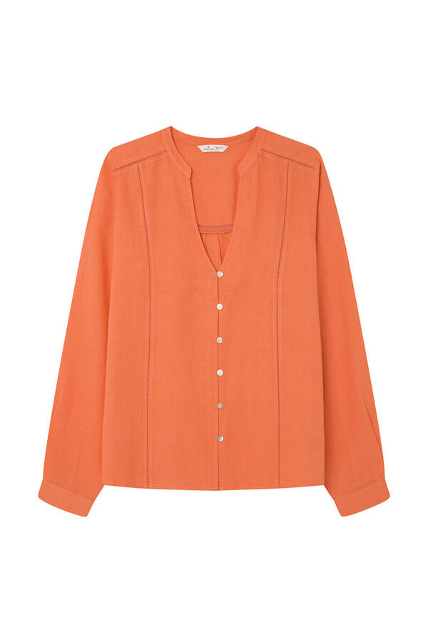 Springfield Blusa fluida lace insertado naranja