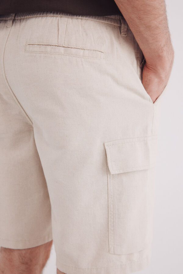 Springfield Bermudas lino cargo comfort fit blanco