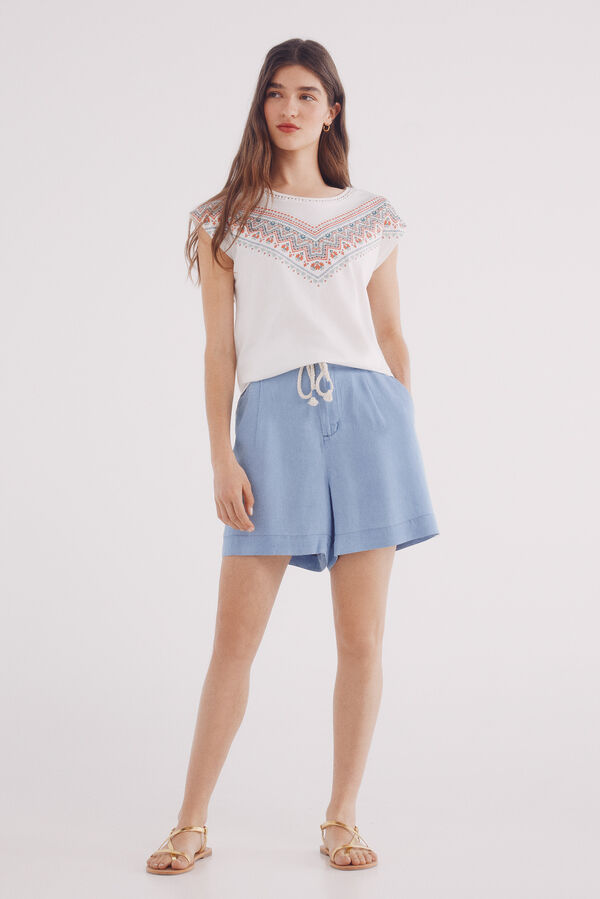 Springfield Playera gráfica lace cuello natural