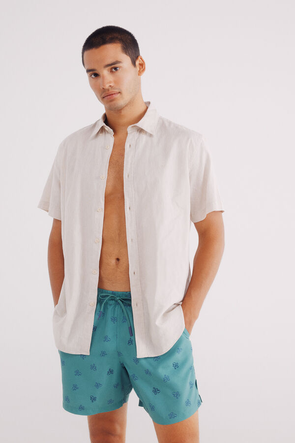 Springfield Bañador estampado pulpos verde