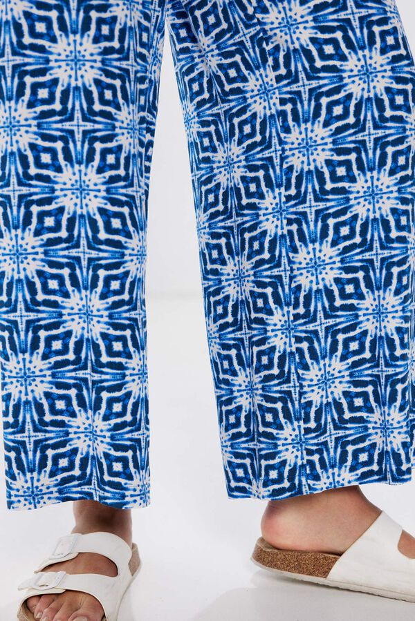 Springfield Pantalones palazzo viscosa rústica azul medio