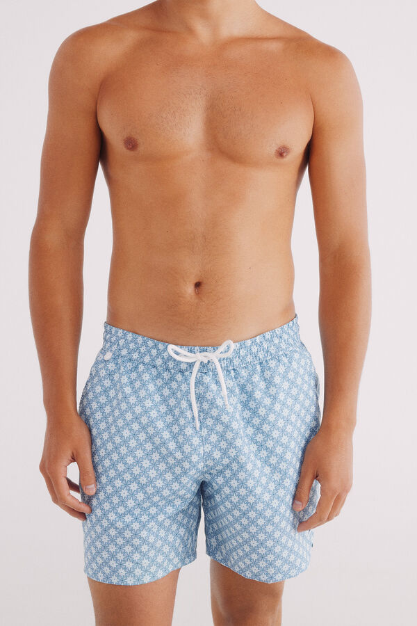 Springfield Bañador estampamo mosaico bolsillo cremallera estampado