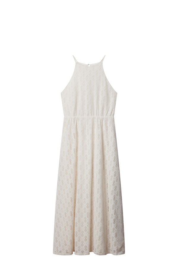 Springfield Vestido midi halter bordado blanco