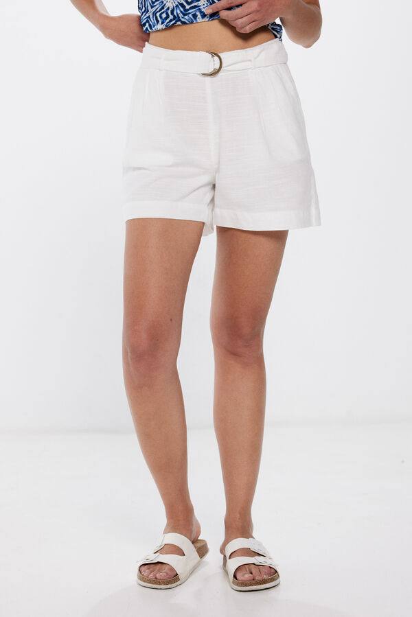 Springfield Shorts cinturón hebilla algodón rústico natural