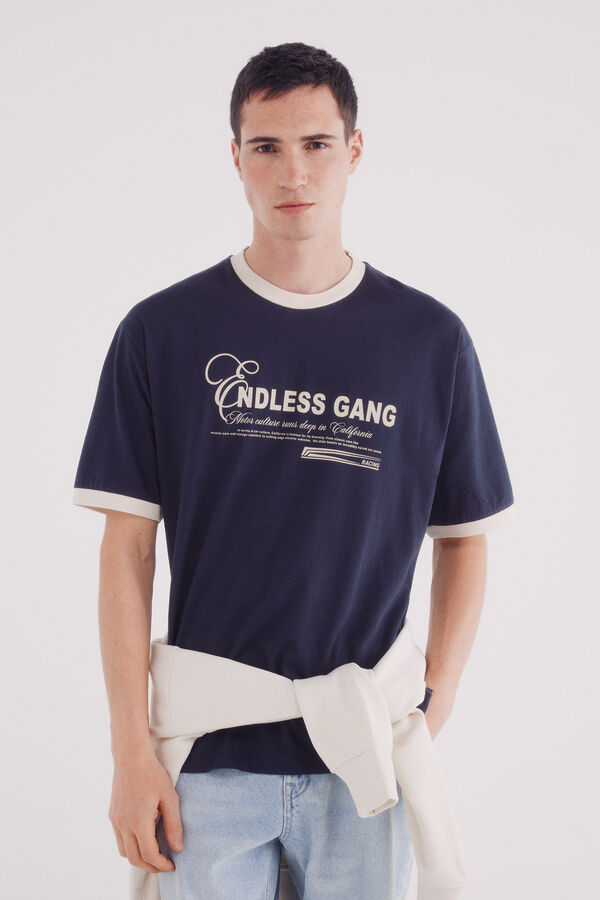 Springfield Playera gang rib contraste azul