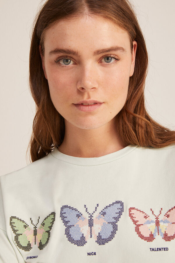 Springfield Sudadera Mariposas Bordadas azul