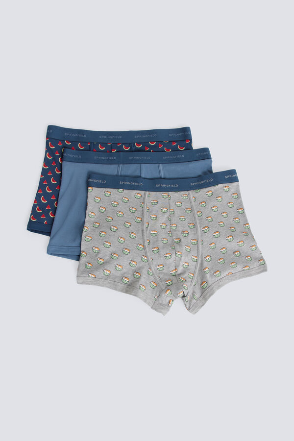 Springfield Pack de 3 boxers estampado de sand&iacute;as azul mezcla