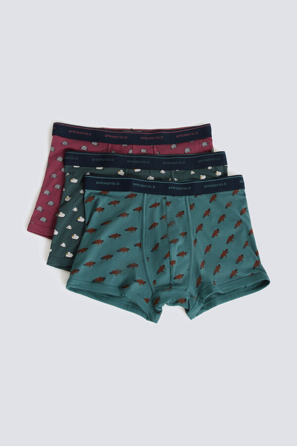 Springfield Pack 3 boxers animales p&uacute;rpura