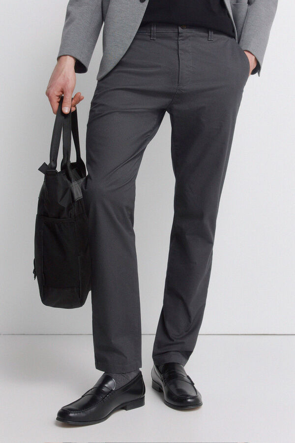 Springfield Pantal&oacute;n chino microestampado slim fit gris