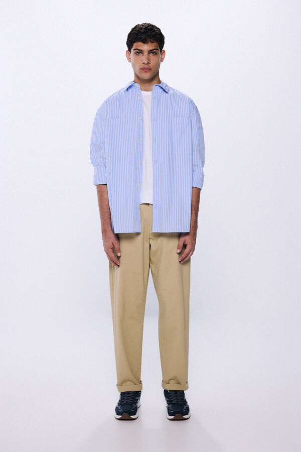 Springfield Camisa oversize rayas popelín azul