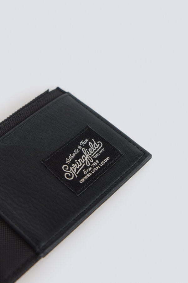 Springfield Monedero tarjetero de efecto piel bicolor negro