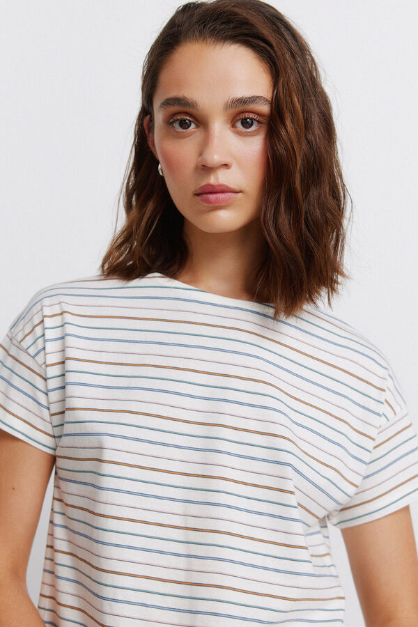 Springfield Playera de algod&oacute;n doble raya beige
