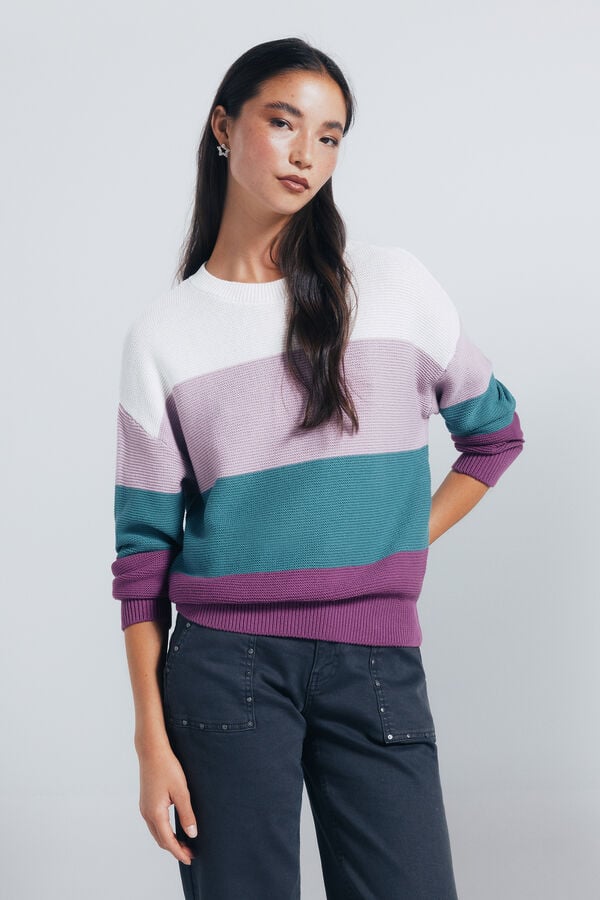 Springfield Suéter color block algodón morado/lila