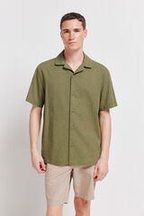 Springfield Camisa manga corta de lino kaki