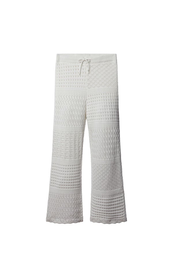Springfield Pantal&oacute;n largo de punto calado beige