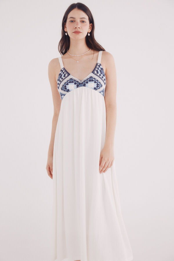 Springfield Vestido midi combinado crochet marfil