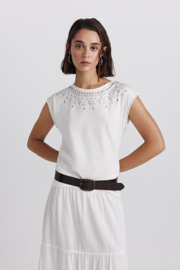 Springfield Playera sin mangas con bolitas blanco