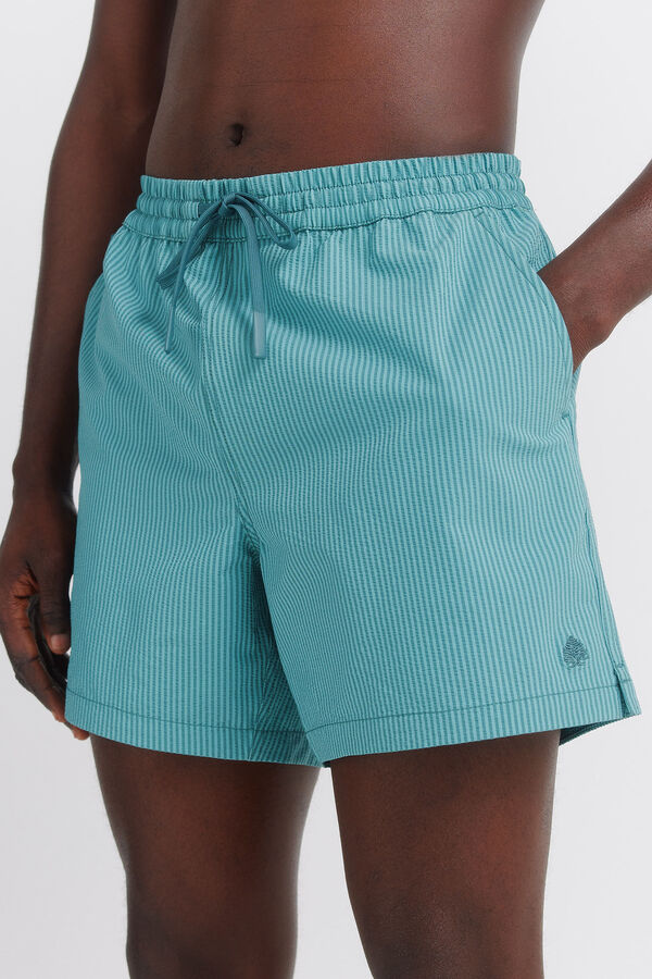 Springfield Traje de ba&ntilde;o seersucker a rayas azul