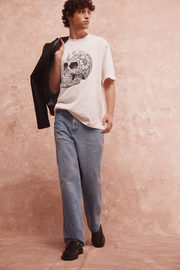 Springfield Camiseta Skull mex grey marfil